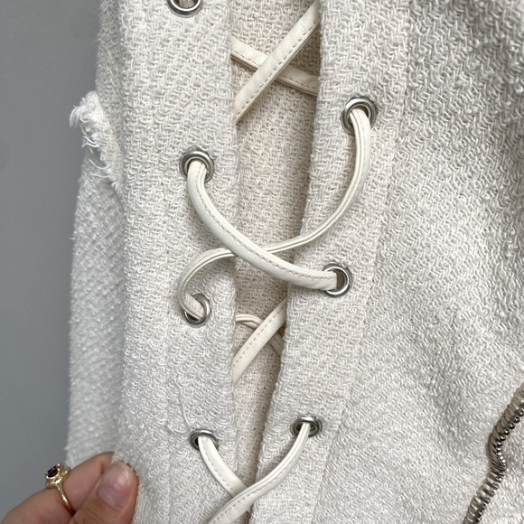 IRO Silou ivory cotton bomber jacket size size 34 / 4 / Small - Picture 3 of 5